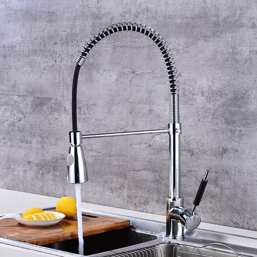 Robinet de cuisine rotatif 360 mitigeur ressort double sortie eau chaude froide D