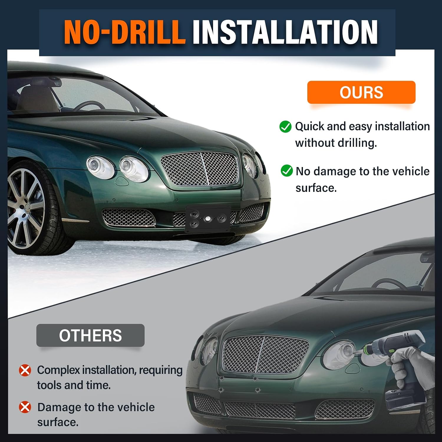 No-Drill Front Grille Plate Mount Fits Buick Enclave/Cascada/Century/Encore image 4