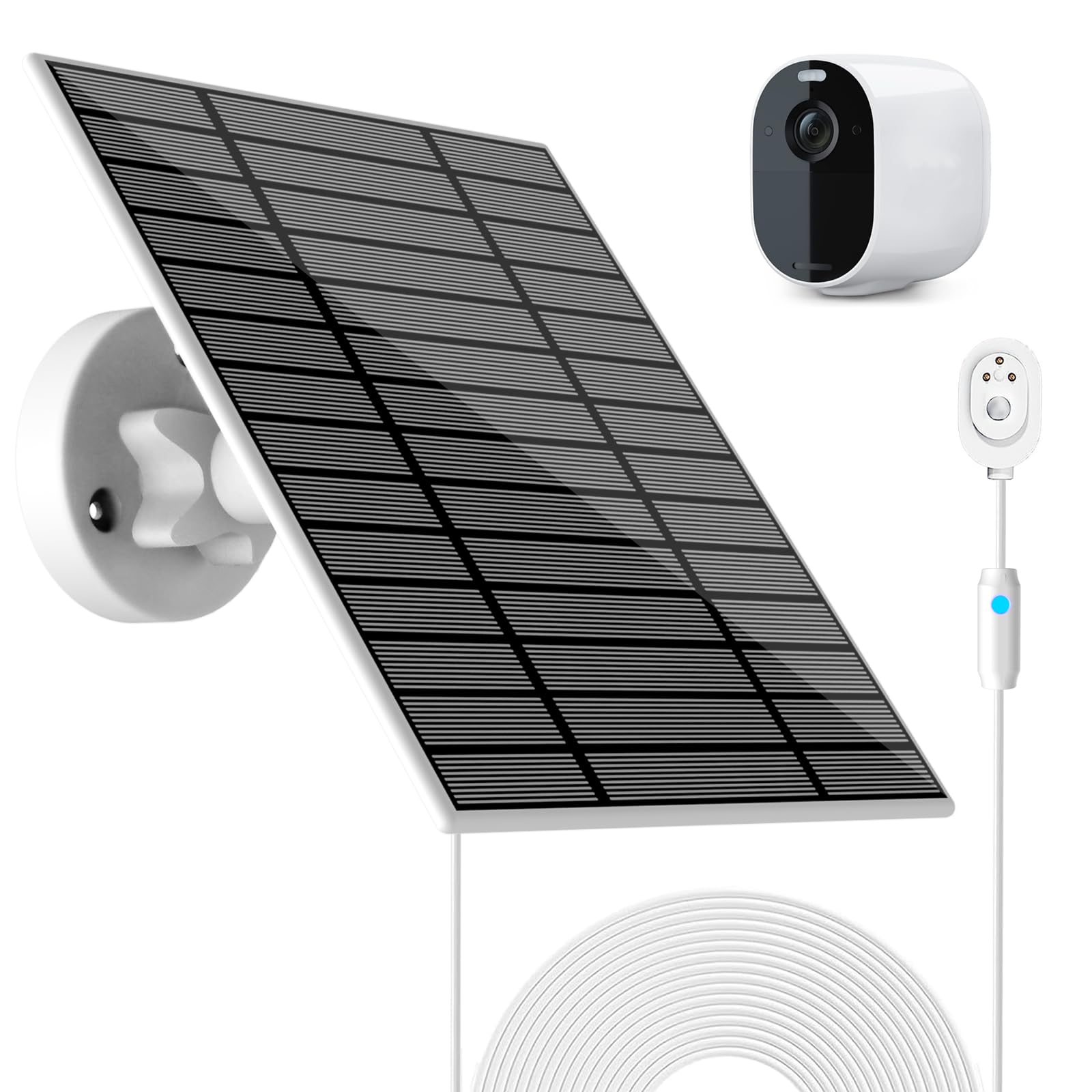 Panneau solaire 6 W compatible avec Arlo Pro 3/Pro 5S/Ultra/Ultra 2, chargeur d'énergie solaire pour caméra Arlo avec voyant lumineux, câble de 4 m, panneau solaire IP66 résistant aux intempéries
