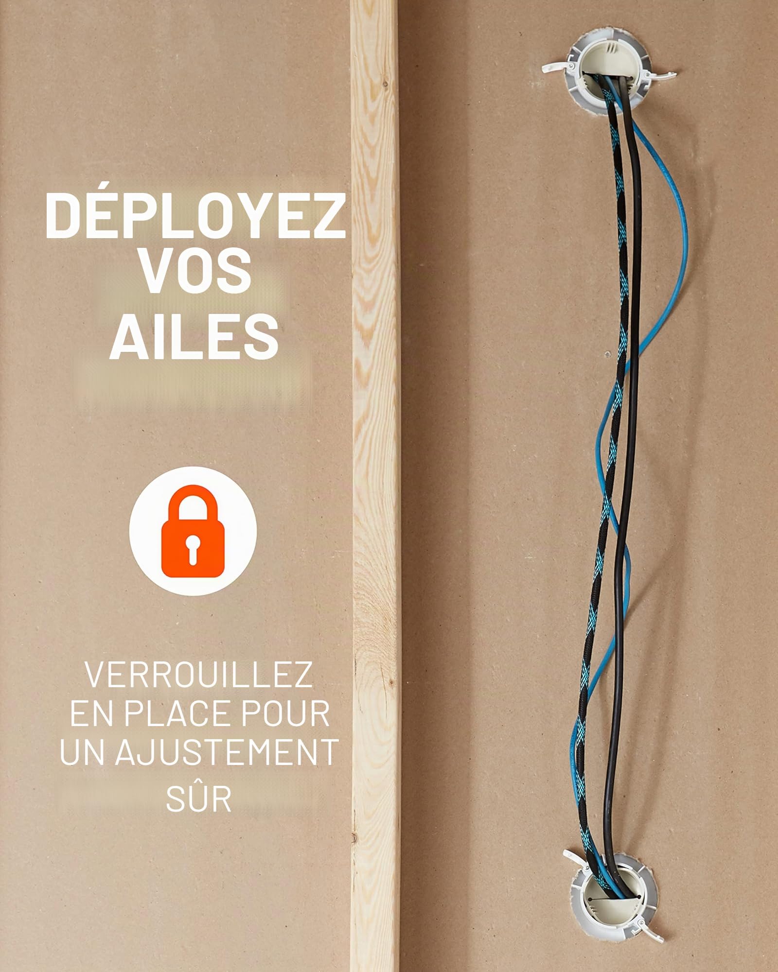 Echogear Kit De Gestion De Câbles pour TV Montée sur Support Mural TV - Goulottes Cache-Câble Facile à Installer pour Fils Electrique Basse Tension