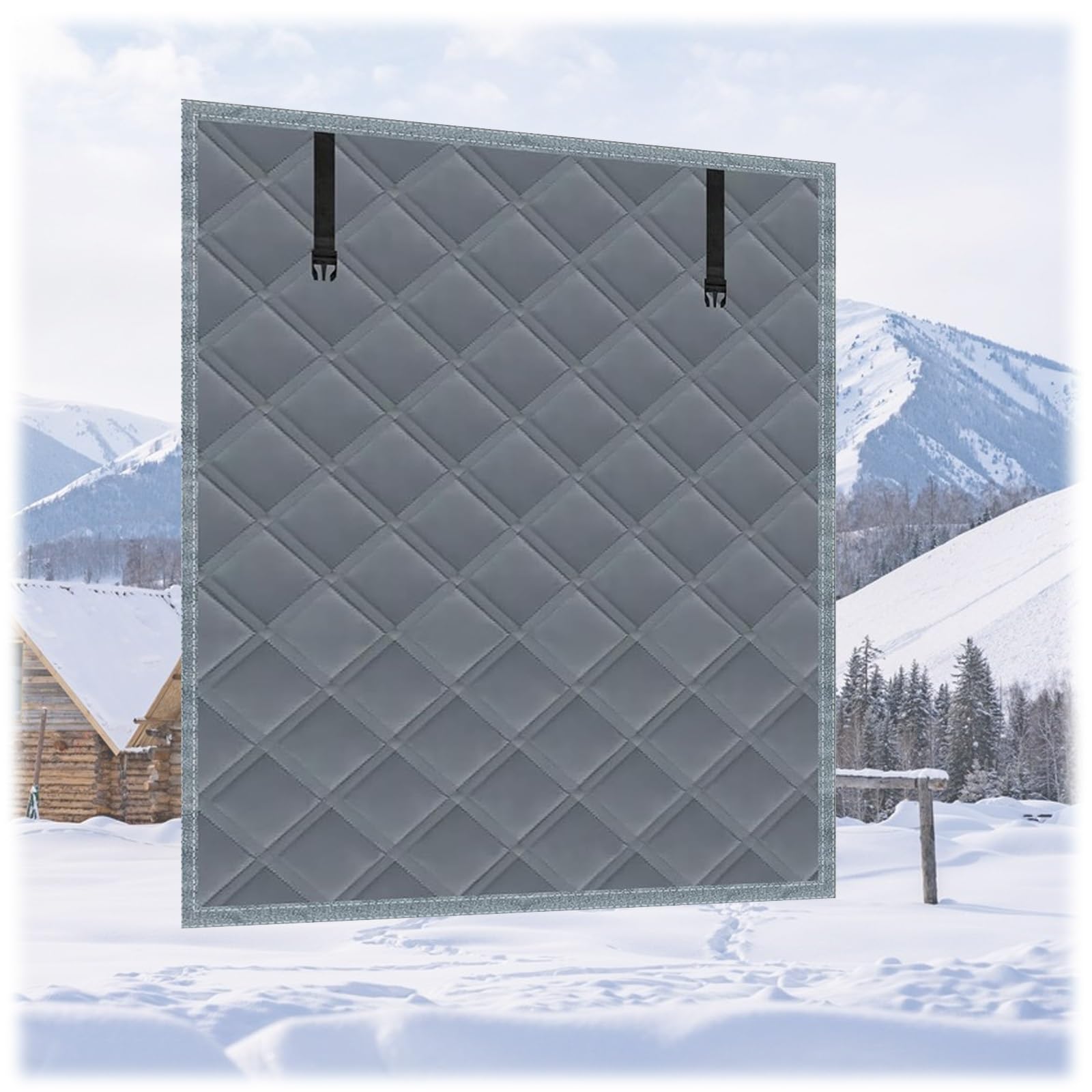 Fensterisolierungsset, Fenster Isolierung Gegen Kälte, Fensterfolie Winters Wärmeschutzvorhang Fenster Verdunkelungsvorhang Aus Baumwolle&Oxford für Schlafzimmer(Grau,47x118in/120x300cm)