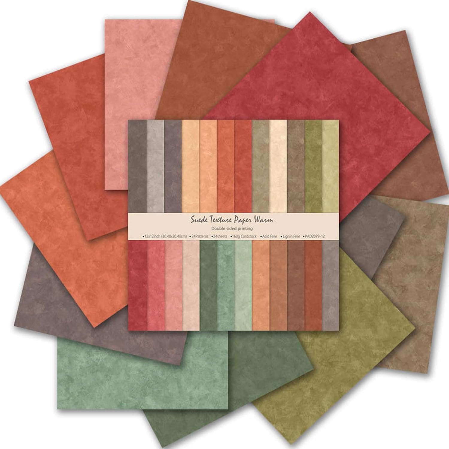Scrapbook Paper 12x12 Solid Colors, 24 Sheets Double-Sided Colorful Summer Style Scrapbook Paper Pad, Holiday Cardmaking DIY Origami,Decorative Paper for Junk Journals Greeting Papers Decoration