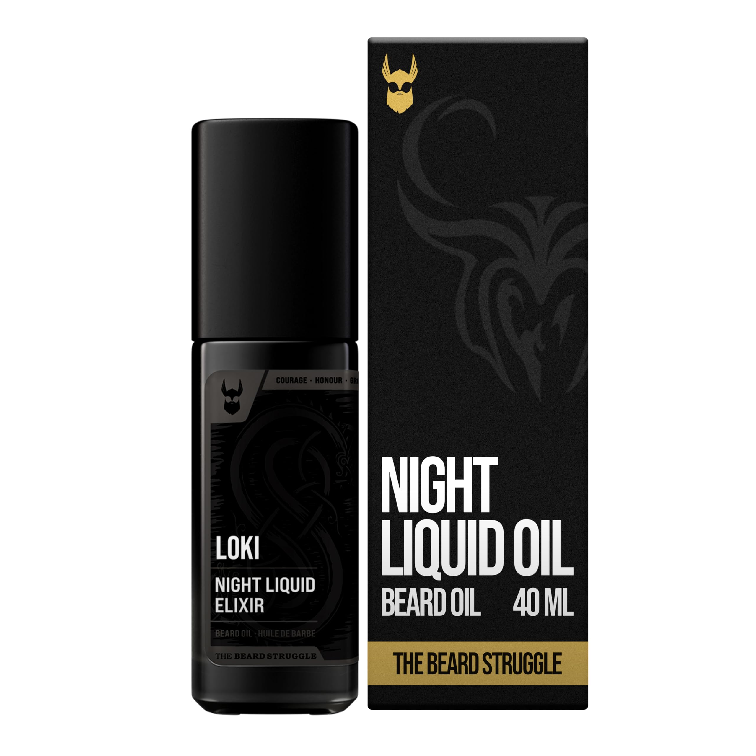 Beard Oil for Men by Beard Struggle - Night Liquid Elixir Beard Growth Oil - Natural Blend for Softens - Platinum Collection, Loki Unscented (1.35 Fl Oz)