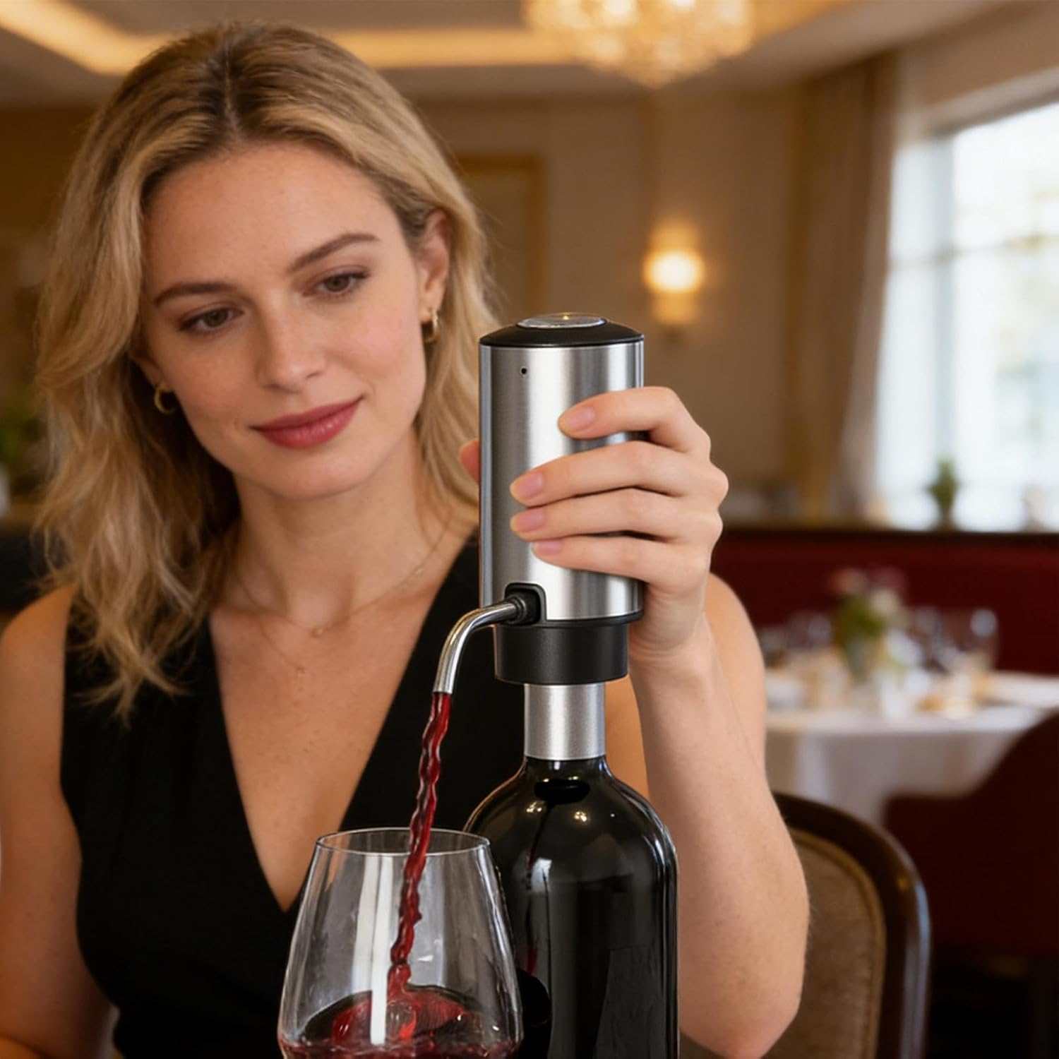 Wine Aerator Pourer - Rechargeable Automatic Portable Fast Device, Electric Wine Aerator and Dispenser for Home Bar Office, Ideal for Restaurant Outdoor Camping Party, Great for Men Women Birthday
