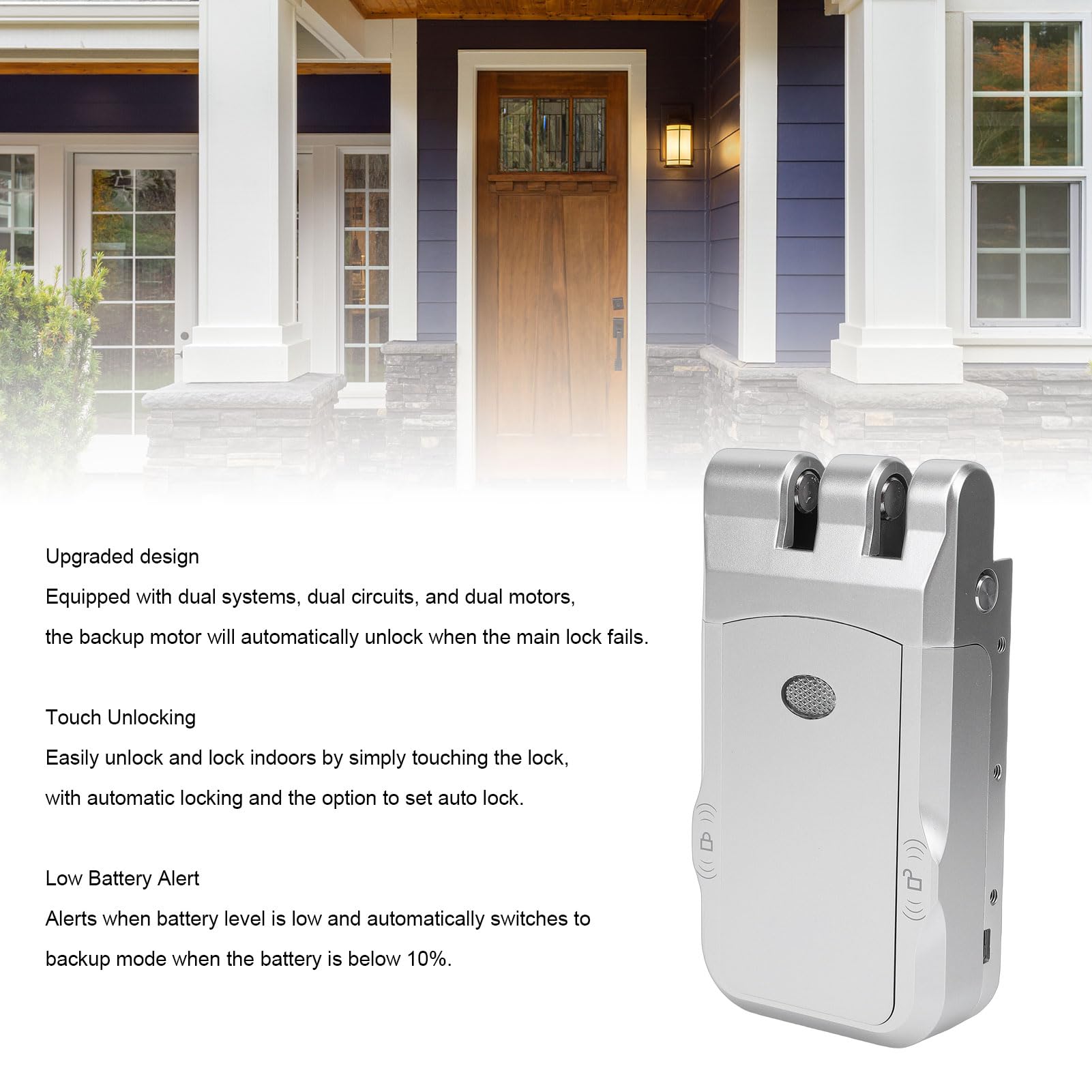 Fockety Cerradura para Puerta, Cerradura Inteligente Antirrobo Invisible sin Llave, Electrónica Inteligente de Seguridad para el Hogar con 10 Mandos a Distancia