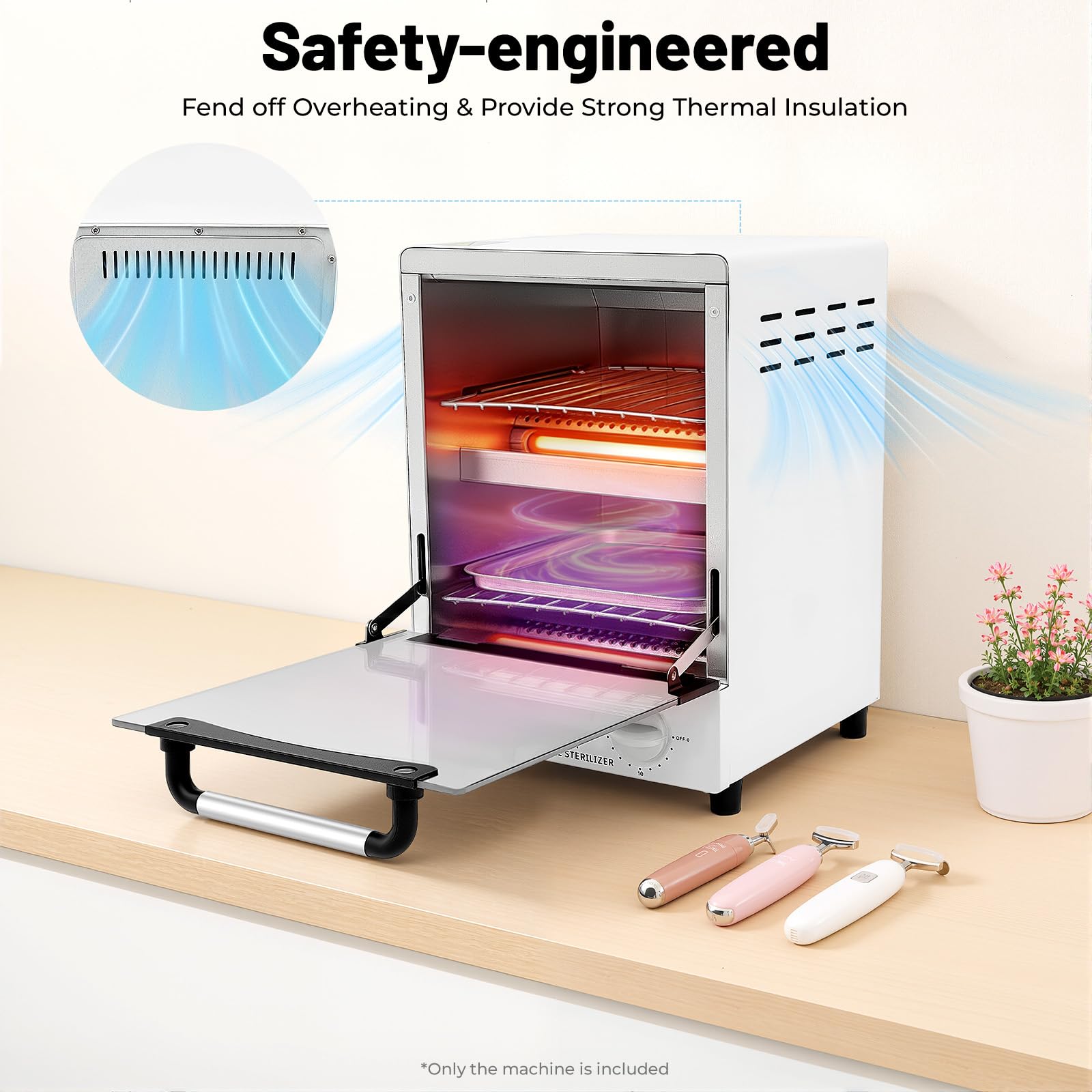 Sterilizzatore ad alta temperatura, sterilizzatore ad aria calda da 12 l, 250 °C a infrarossi con timer, sterilizzatore a calore secco con vassoio per strumenti per unghie, strumenti cosmetici