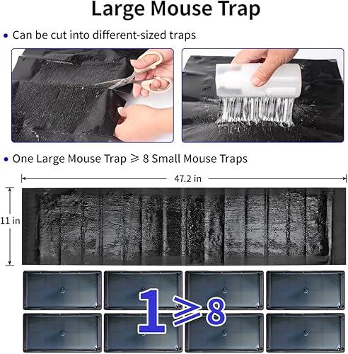 Miniatura 5 de Paquete de 6 trampas grandes para ratas de 47 x 11 pulgadas, trampas adhesivas resistentes para ratones en interiores, trampas de serpiente extra