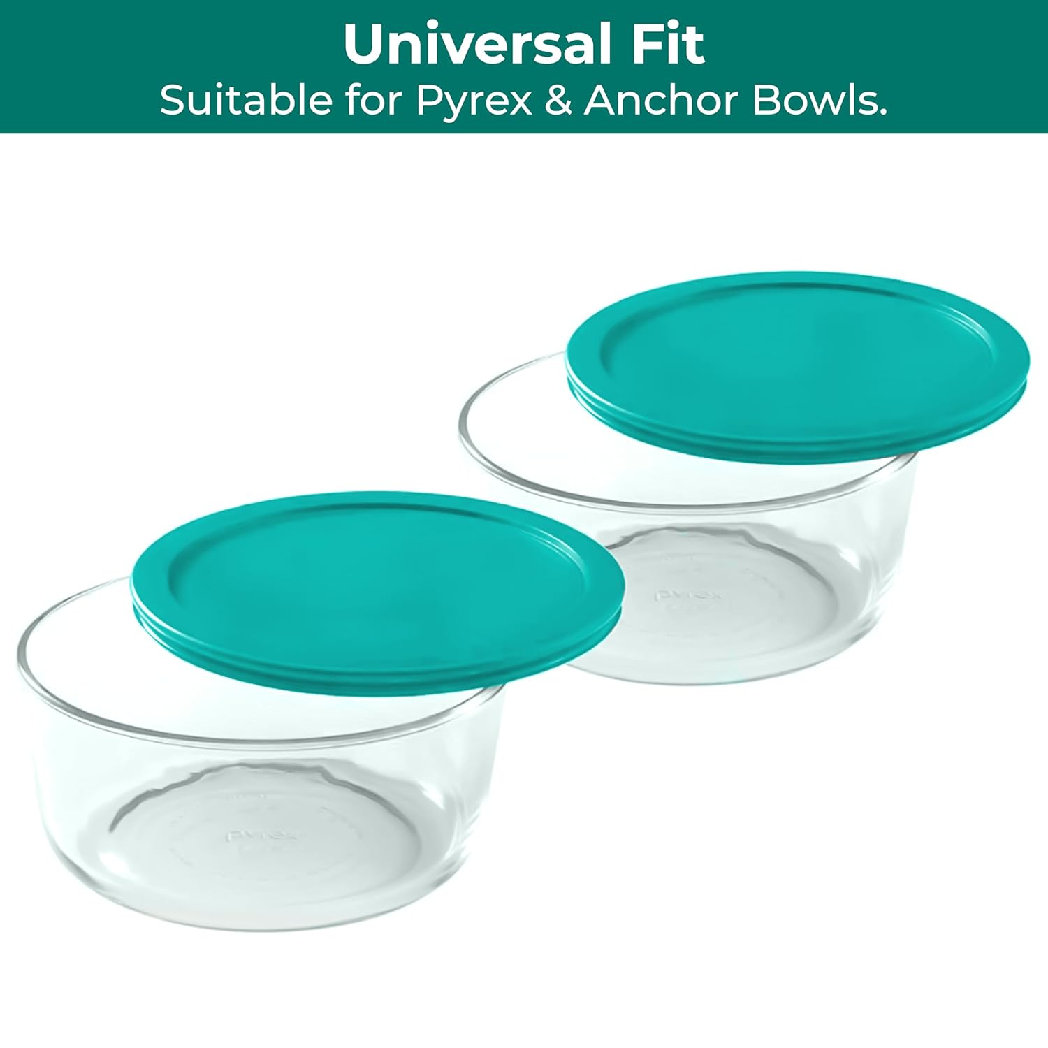 Wood Grip Lids for Pyrex and Anchor Round Glass Containers - 2-Cups, Green-6 Pack