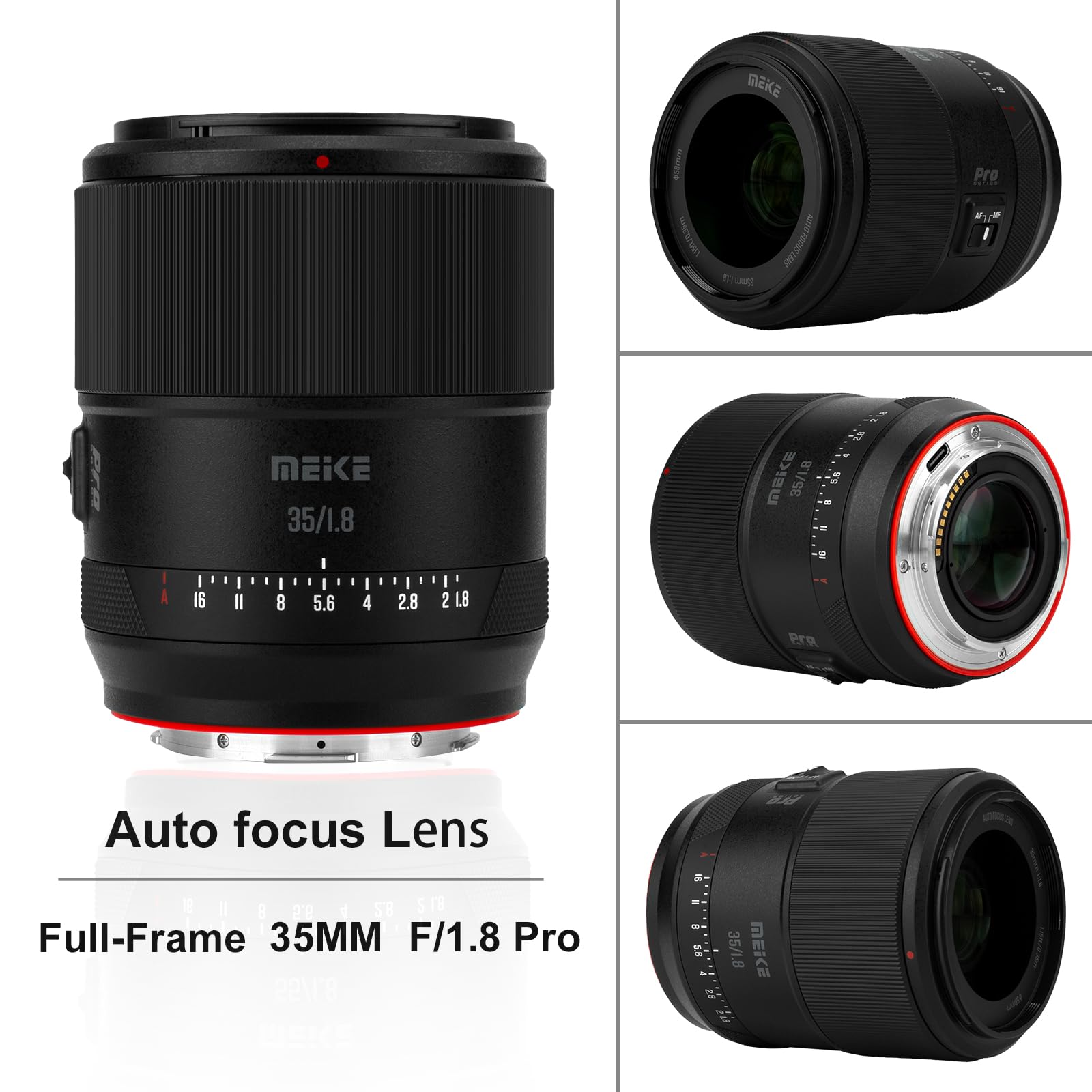 Meike, Obiettivo da 35 mm F1.8 full frame grandangolare AF STM con autofocus, a focale fissa per ritratti, compatibile con fotocamere mirrorless Panasonic Lumix, Sigma e Leica con attacco L-Mount S1