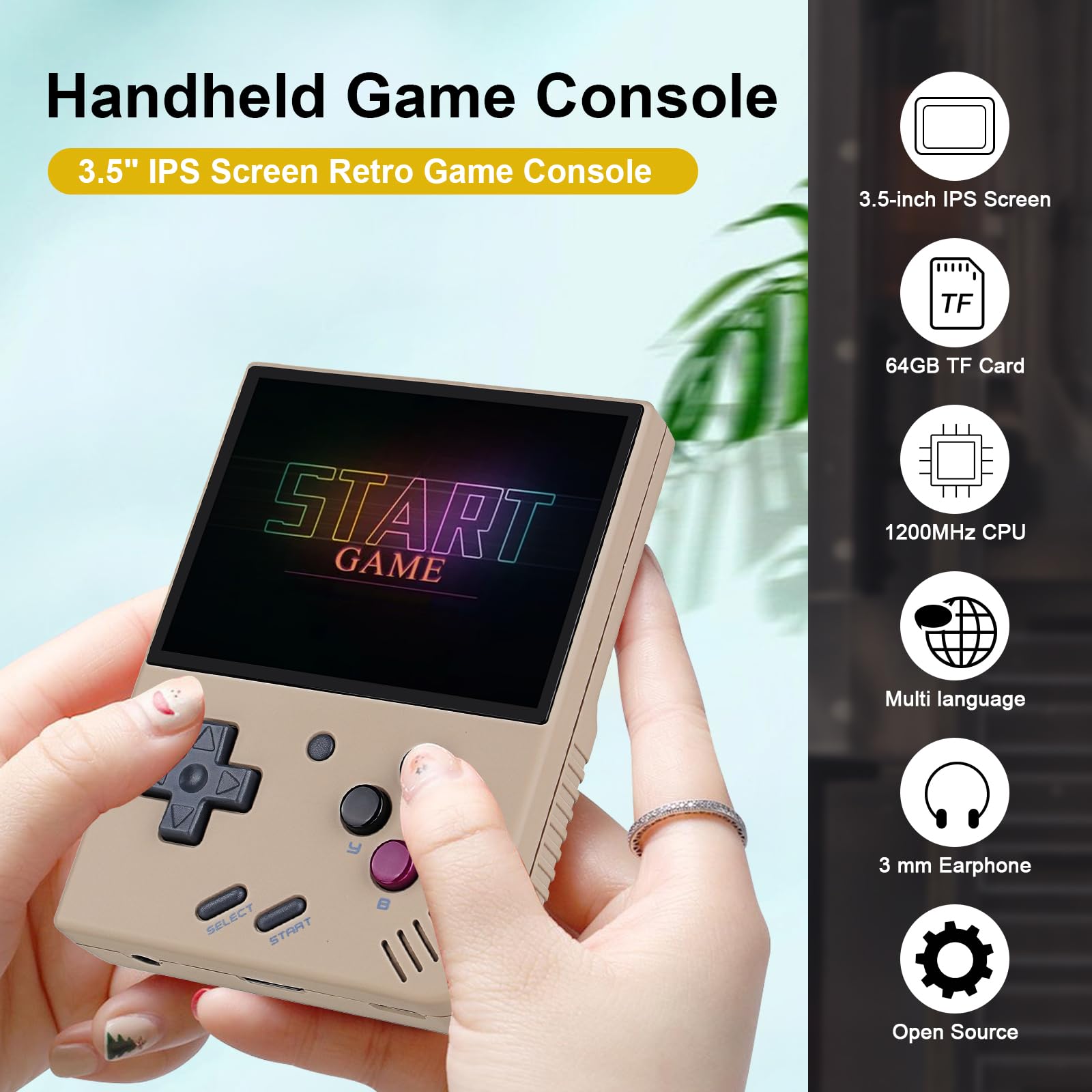 Miyoo Mini Plus Handheld-Spielkonsole 64G, 3,5 Zoll IPS-Bildschirm, Linux-System, integrierte 20000+ Spiele, unterstützt WLAN-Kampf (grau)