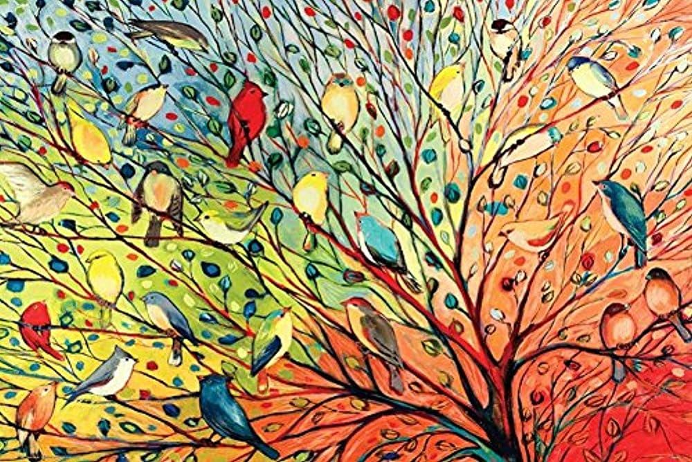 Buyartforless Tree Birds by Jennifer Lommers 36x24 Colorful Art Print Posters: Posters & Prints