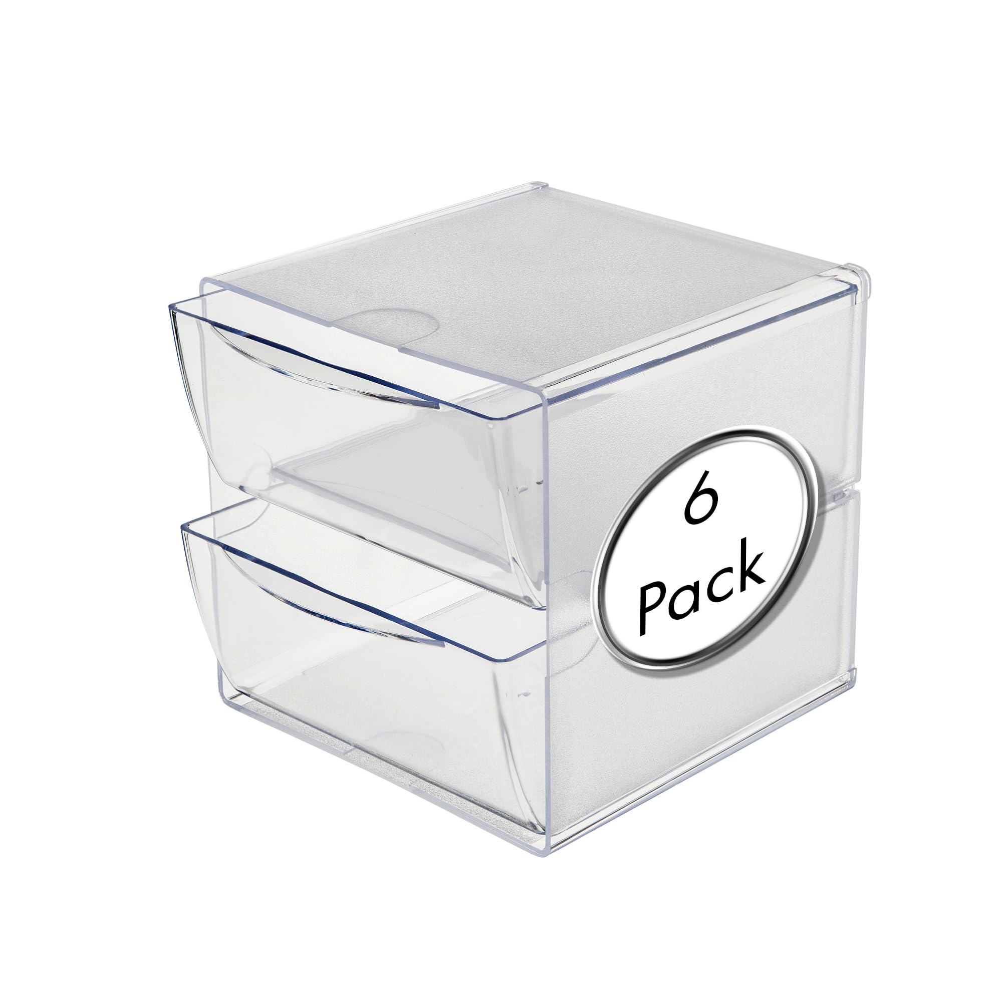 Deflecto 2 Drawer Cube Desktop Storage Solution - Modular, Expandable for Stationery and Crafting - Multipack of 6 — image 1