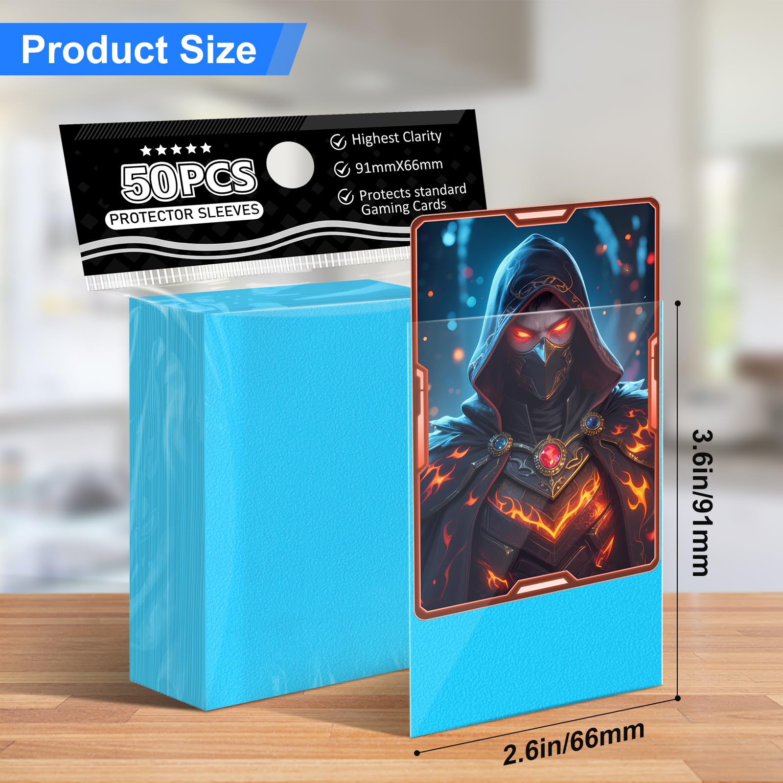 Trading Card Sleeves Perfect Fit TCG Matte Sleeves, Soft Sports Card Protector for Photocard Easy to Shuffle and Stack While Playing Card Game, Standard TCG Card Sleeves (Blue, 300) : Toys
