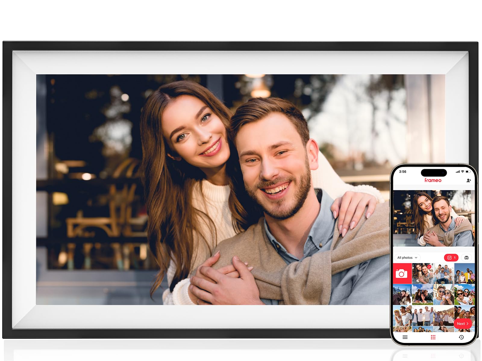 Frameo 15.6인치 스마트 Wi-Fi 디지털 사진 프레임 | 1080P HD IPS 터치 스크린 디지털 포토 프레임, 벽 장착 가능, 어디서나 Frameo 앱을 통해 사진 및 비디오를 즉시 공유
