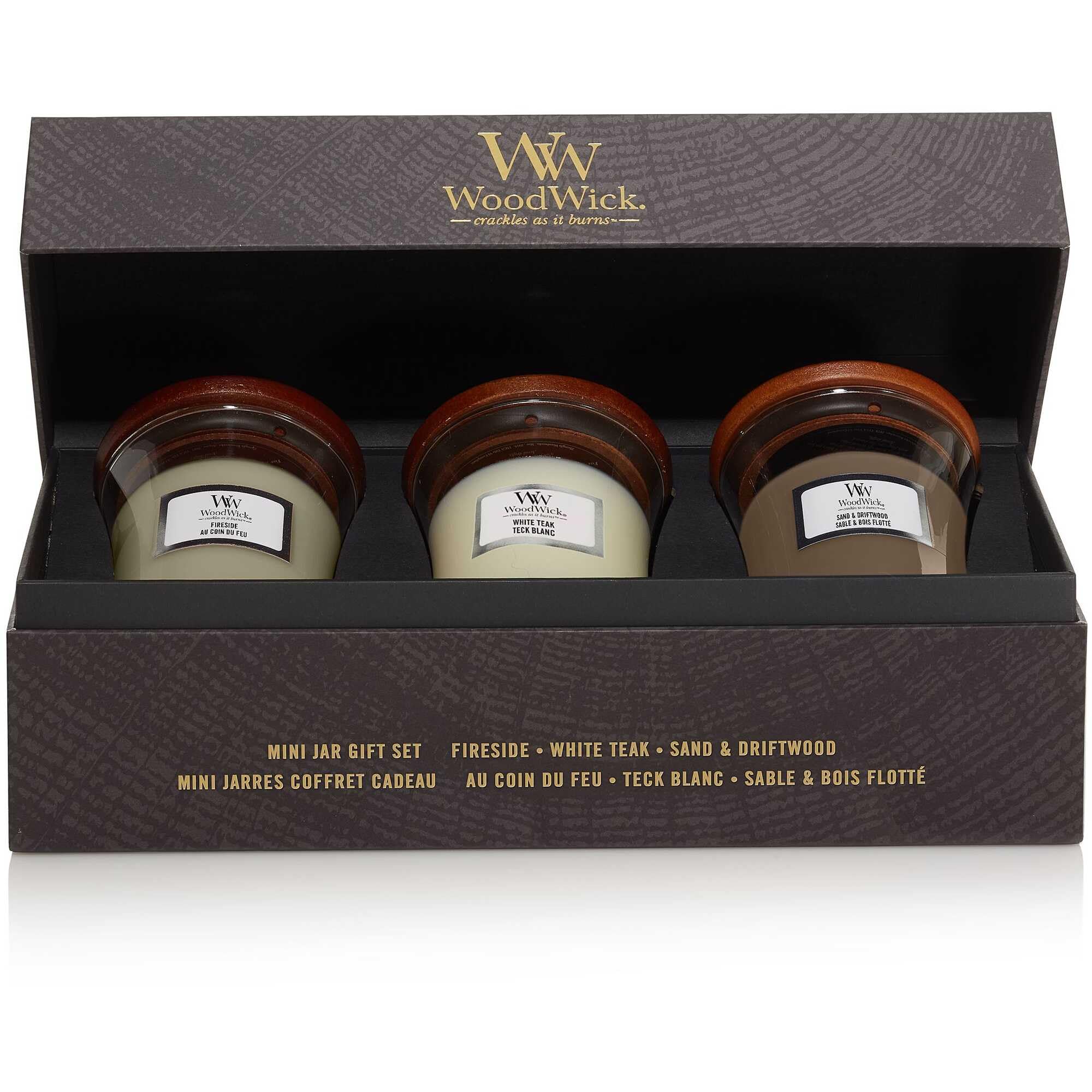 WoodWick Hourglass Duftkerze Deluxe Geschenkset - 3 Mini - Woody