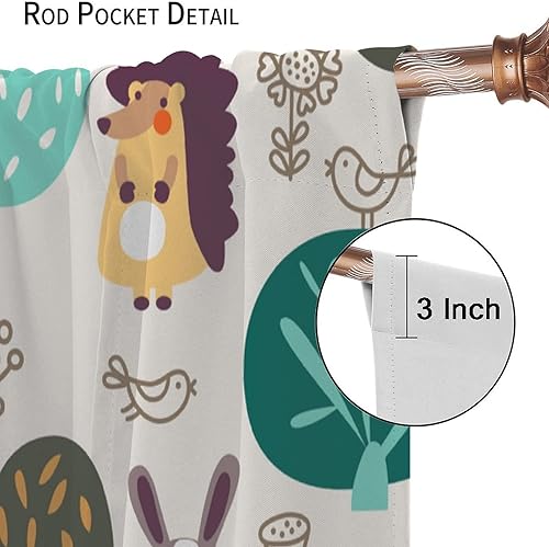 Miniatura 6 de Divertidas cortinas opacas de animales, diseño de dibujos animados, bosque, selva, oso, ciervo, zorro, búho, cuarto de bebé, decoración de