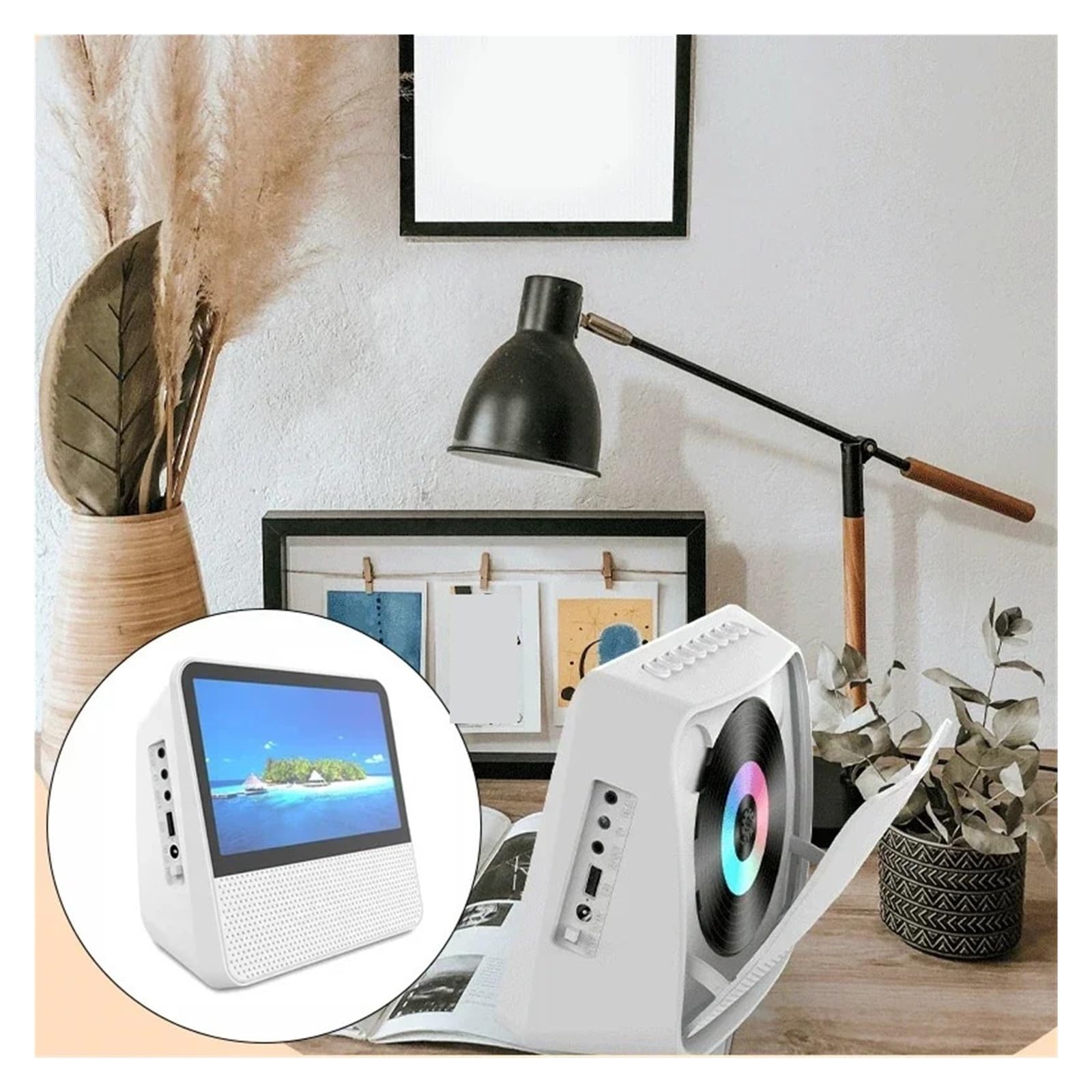 Lettore Dvd Lettore Portatile Bluetooth Multifunzionale, Schermo Touch ad Alta Definizione 1080P da 7 Pollici, Doppi Altoparlanti