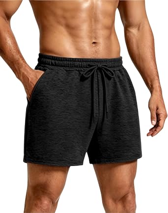 Mens Baggy Sweat Shorts Above the Knee, Casual Gym Y2K Loose Fit Shorts with Drawstring Waist