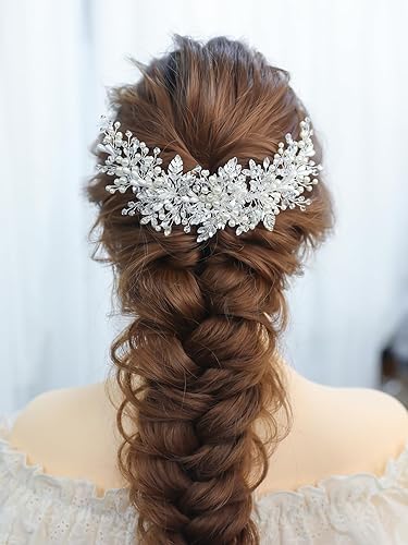 Miniatura 4 de Peines de pelo de flores para novia, accesorios para el cabello de boda con diamantes de imitación, tocados para novia, dama de honor, boda, mujeres