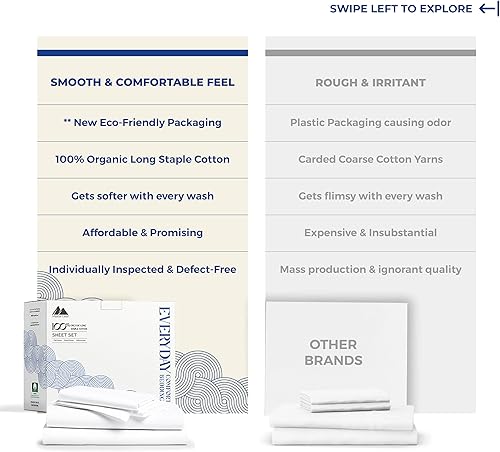 Miniatura 2 de Mayfair Linen Juego de sábanas 100% de algodón orgánico percal de 4 piezas, tamaño Queen, suaves, refrescantes y transpirables, con bolsillo