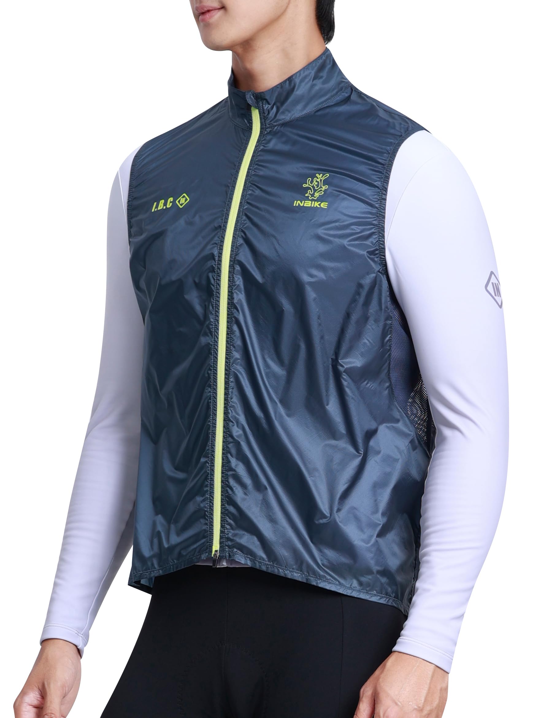 INBIKE Gilet de Cyclisme Homme léger Gilet Course Vent coupe-vent et imperméable Respirant avec Doublure en Poche de Rangement