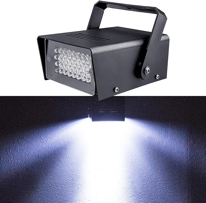 Wecan Mini Luces Estroboscópicas LED 32 Blancas para Fiestas y Uso con Máquina de Humo