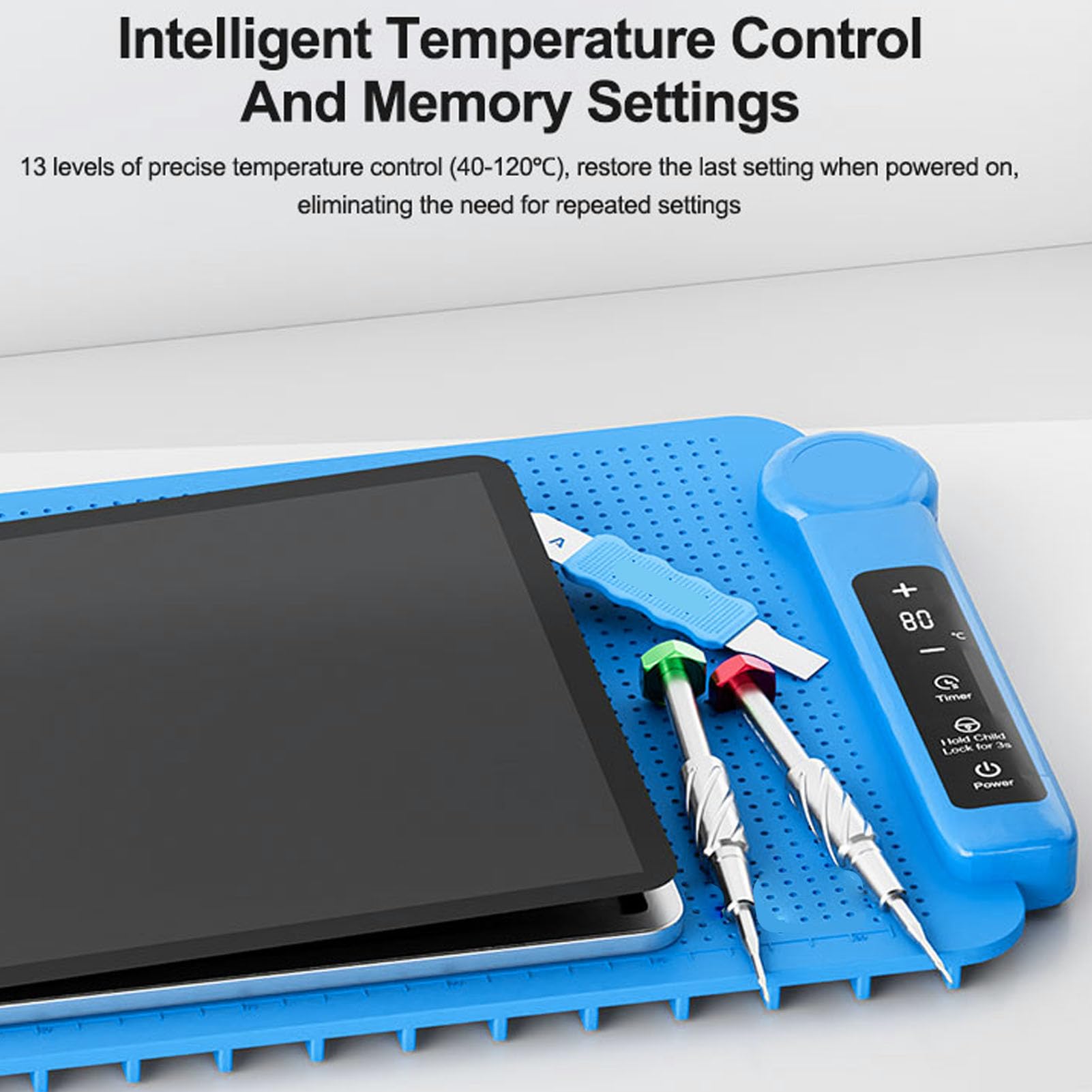 Annadue Tappetino Riscaldante per Riparazione Telefono con Display LCD | Tappetino riscaldante separatore schermo con tappetino in silicone, 40-120°C, per la riparazione di telefoni e tablet