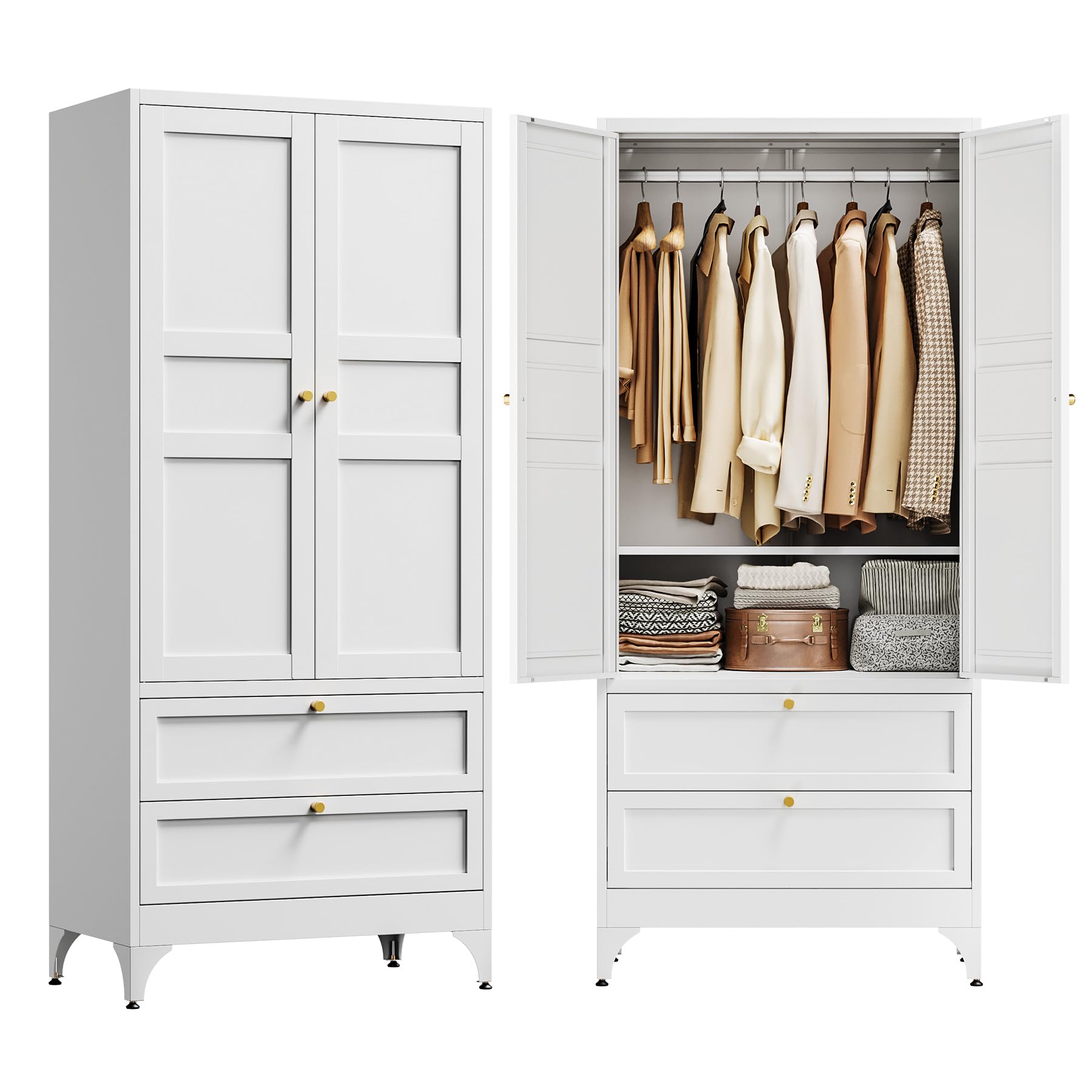 Letaya 71" Metal Wardrobe w/ Drawers