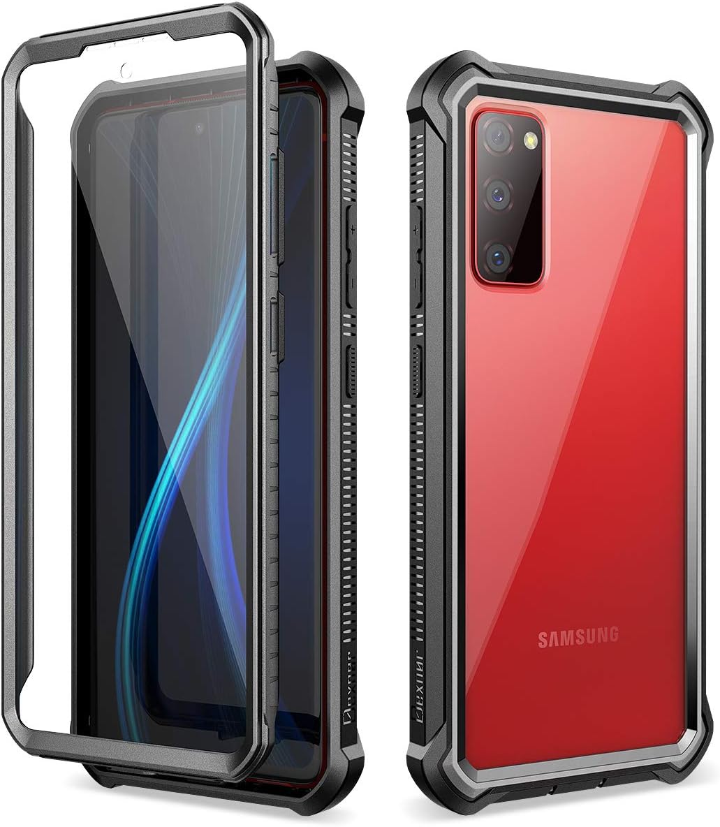 Dexnor Compatible with Samsung Galaxy S20 FE Case with Screen Protector Clear 360 Full Body Rugged Protective Shockproof Hard Back Cover Heavy Duty Defender Bumper Case for Galaxy S20 FE 5G - Black