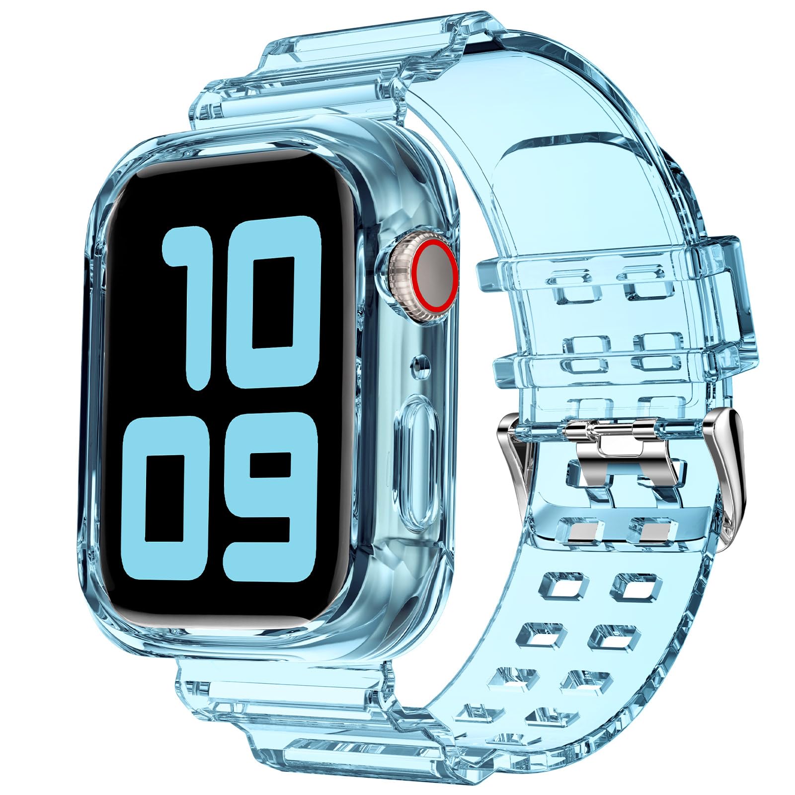 DABAOZA Compatible for Clear Apple Watch Band with Bumper Case 49mm 46mm 45mm 44mm 42mm 41mm 40mm 38mm, Women Men Glitter Bling TPU Sport Strap for