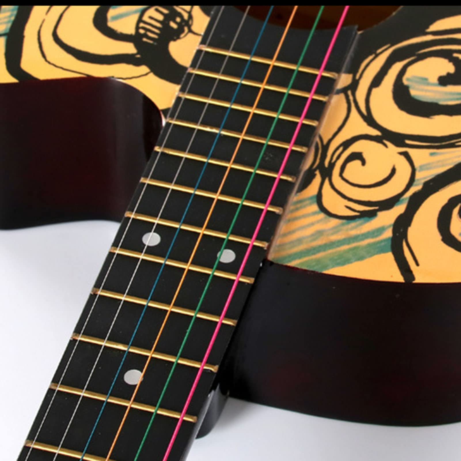 38-Zoll-Akustikgitarre Mit Graffiti-Muster, Hochdichtes Griffbrett Für Präzise Intonation – Geeignet Für Anfänger