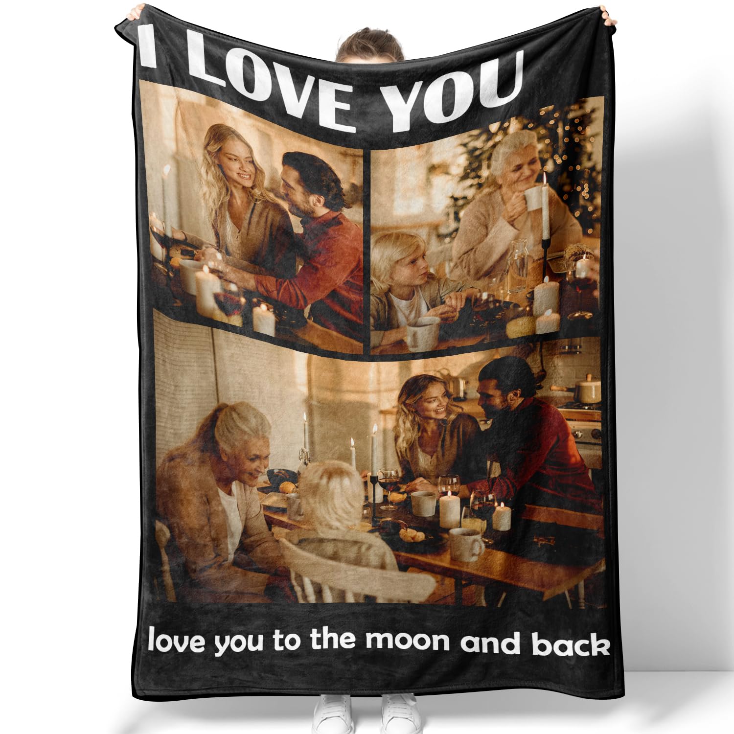 Personalised Blanket with Photos & Text, Custom blanket Throws with Picture, Customised Blankets for Family, Personalised for Father’s Day, Mother’s Day,blanket gifts for Christmas, Birthday
