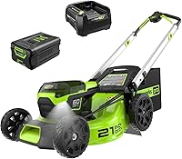 Greenworks 60V 21" Cordless Push Lawn Mower with 5.0Ah Battery & Rapid Charger - 60Min Runtime, Gas Power, 75+ Tools