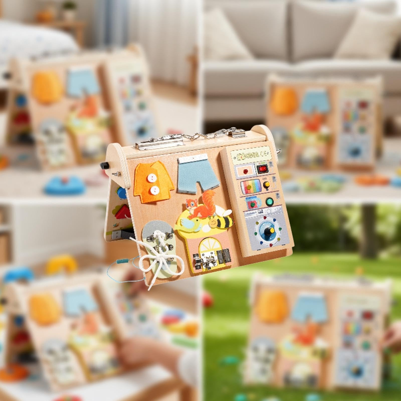 Aktivitätsbrett Aus Holz – Lern Und Sinnesbrett für Kinder von 1 bis 3 Jahren