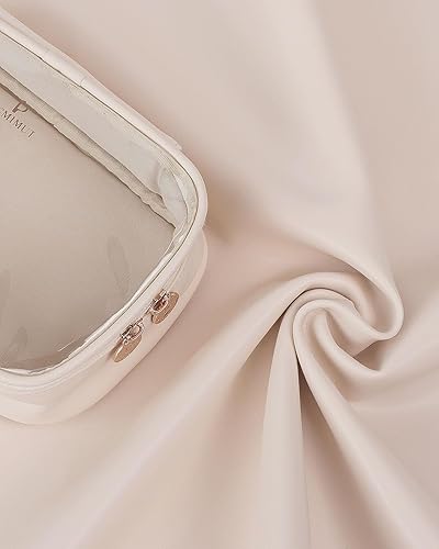 Miniatura 8 de Pocmimut Bolsa de maquillaje, bolsa de maquillaje transparente de piel sintética, bolsa de maquillaje para mujer, bolsa para accesorios de viaje
