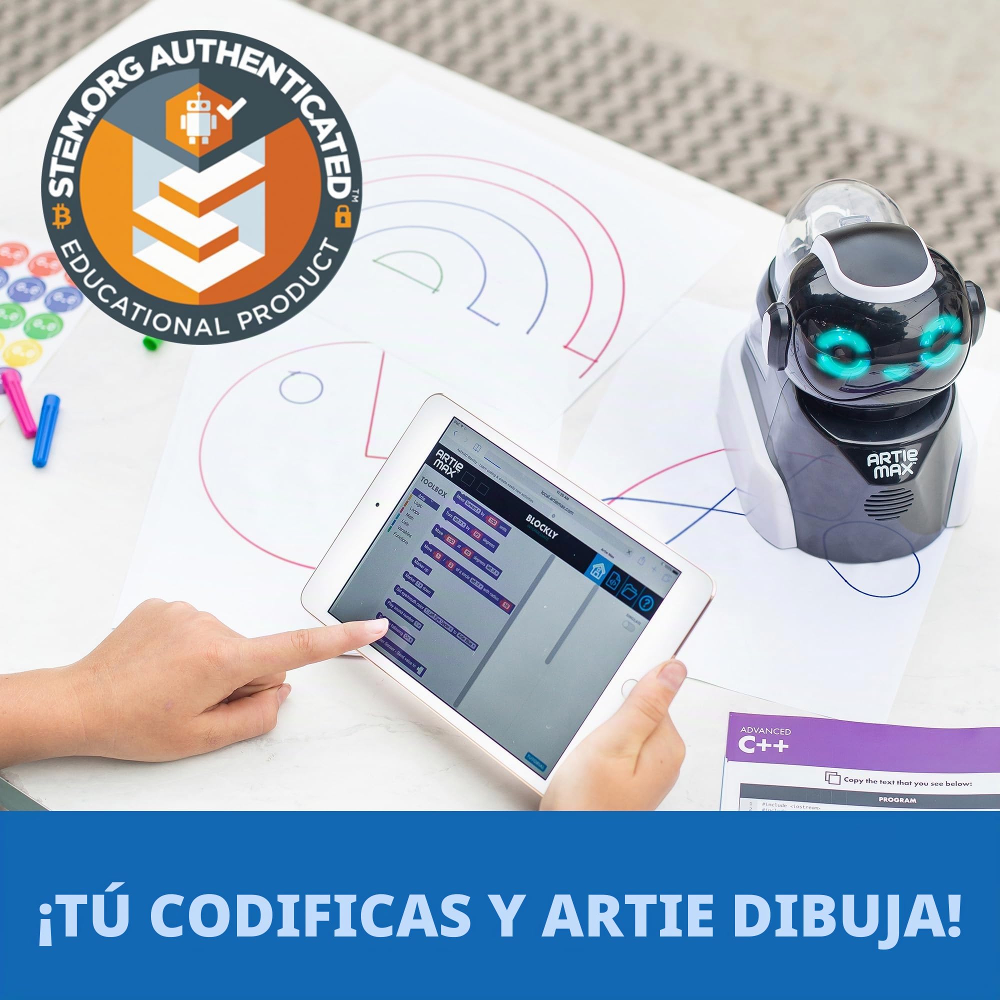 Learning Resources Artie MAX, el Robot para codificar y Dibujar, Juguetes de Stem, niños, los aprenden Blockly, Snap, Javascript, Python y C++, 8+ años de Edad