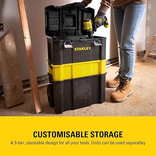 STANLEY Essential Rolling Workshop Toolbox, 3-in1 Stackable Units, Portable Tool Solution, STST1-80151 - 6