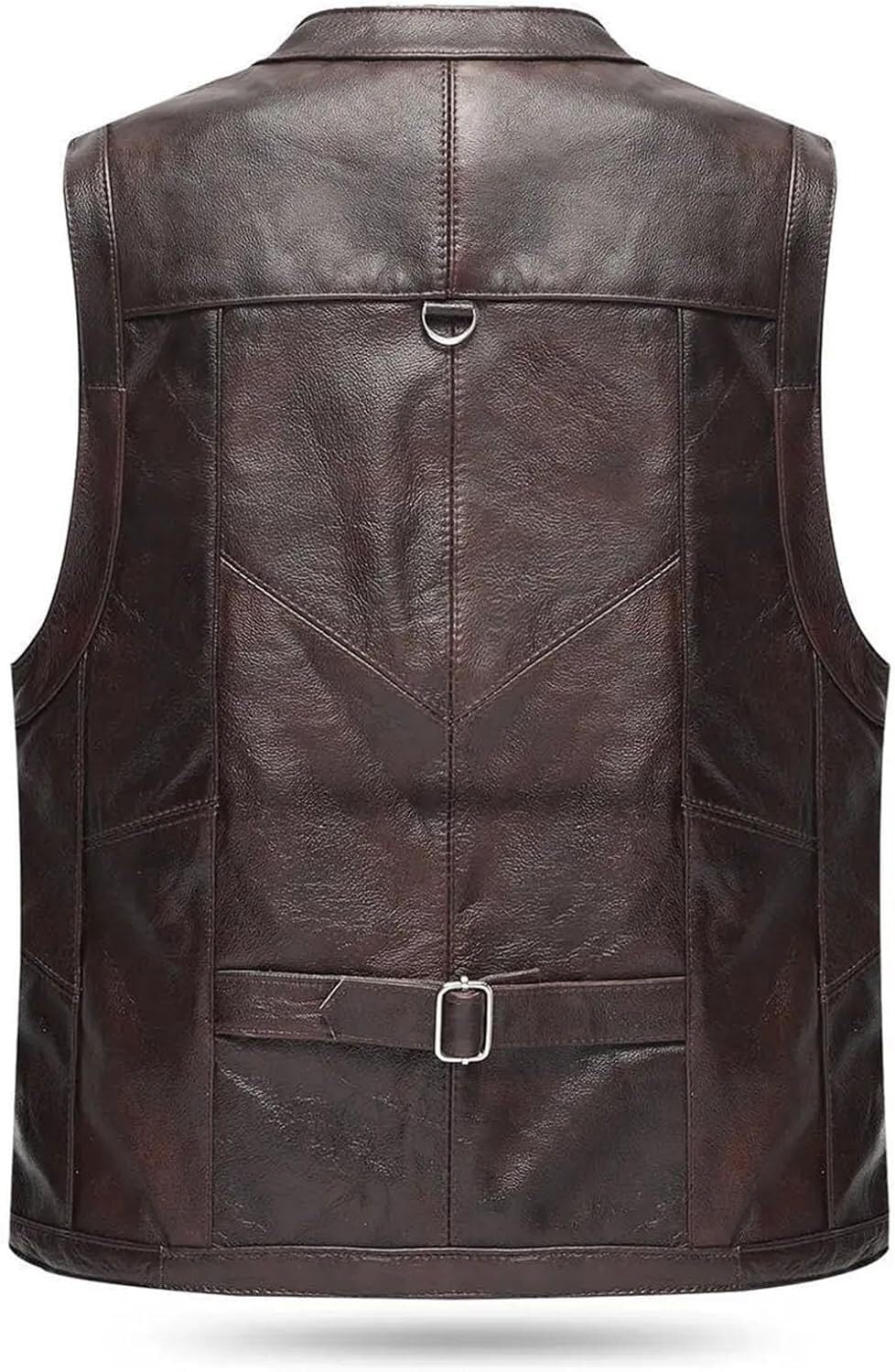 ININOSNP Gilet sans Manches Gilet en Cuir Multi-Poches Guide Photo de pêche en Plein air Gilet en Cuir Gilet de randonnée en Plein air décontracté(Light Brown,XL)