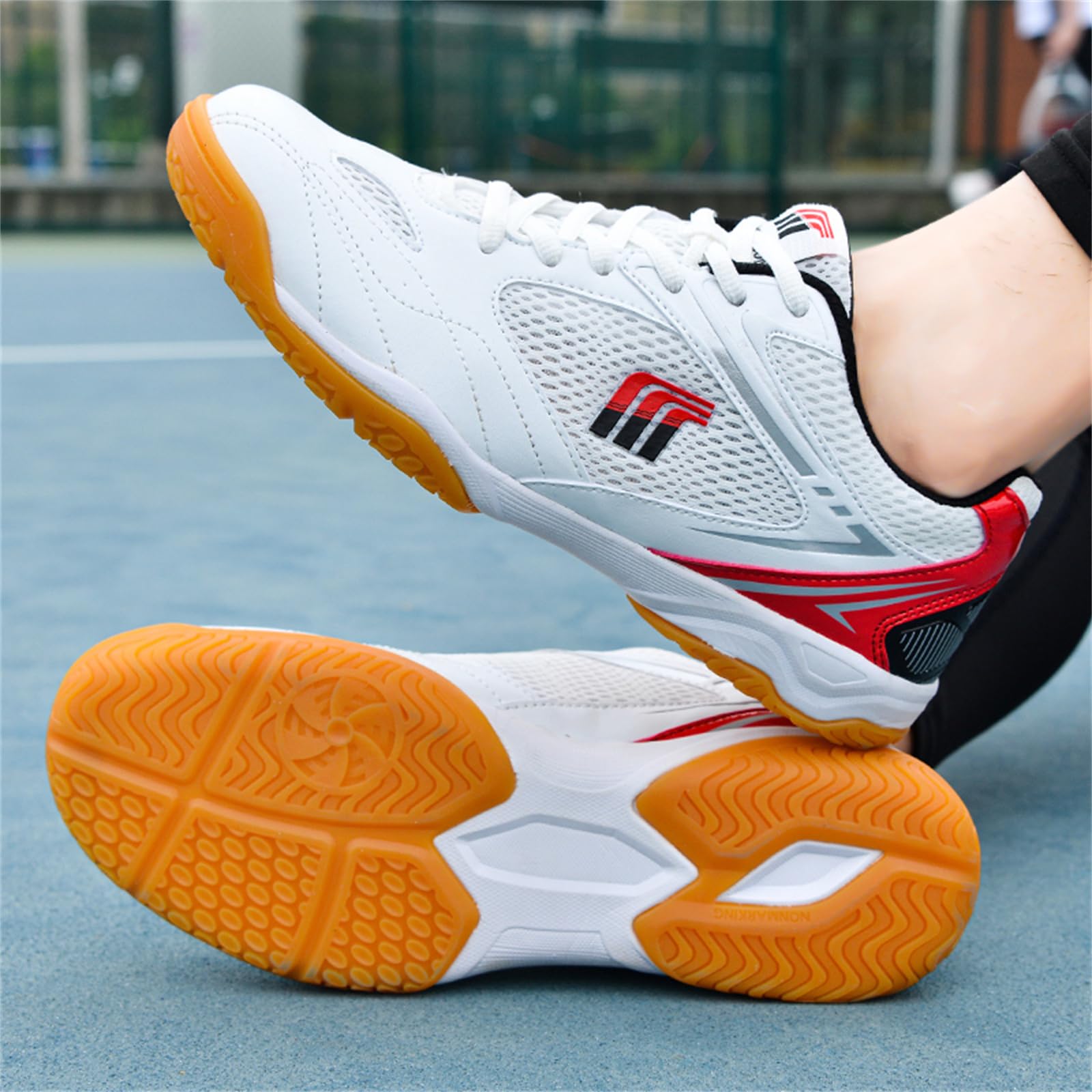JiuQing Zapatillas De Tenis De Mesa Hombre Zapatillas De Tenis De Bádminton para Mujer Zapatillas De Entrenamiento Ligeras Antideslizantes para Interior