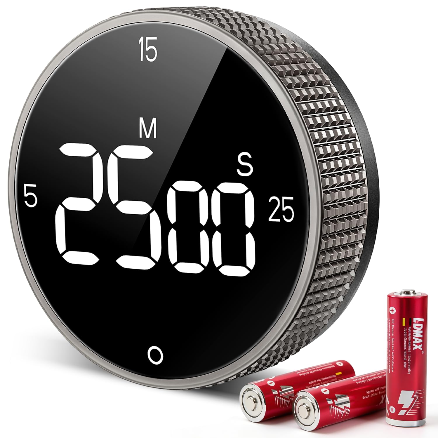 Cyfrowy timer kuchenny, duży wyświetlacz, magnetyczny licznik, 3 zaprogramowane czasy (5, 15, 25), regulacja głośności i jasności, do gotowania, nauki, łatwy dla dzieci (brązowo-1 szt.)