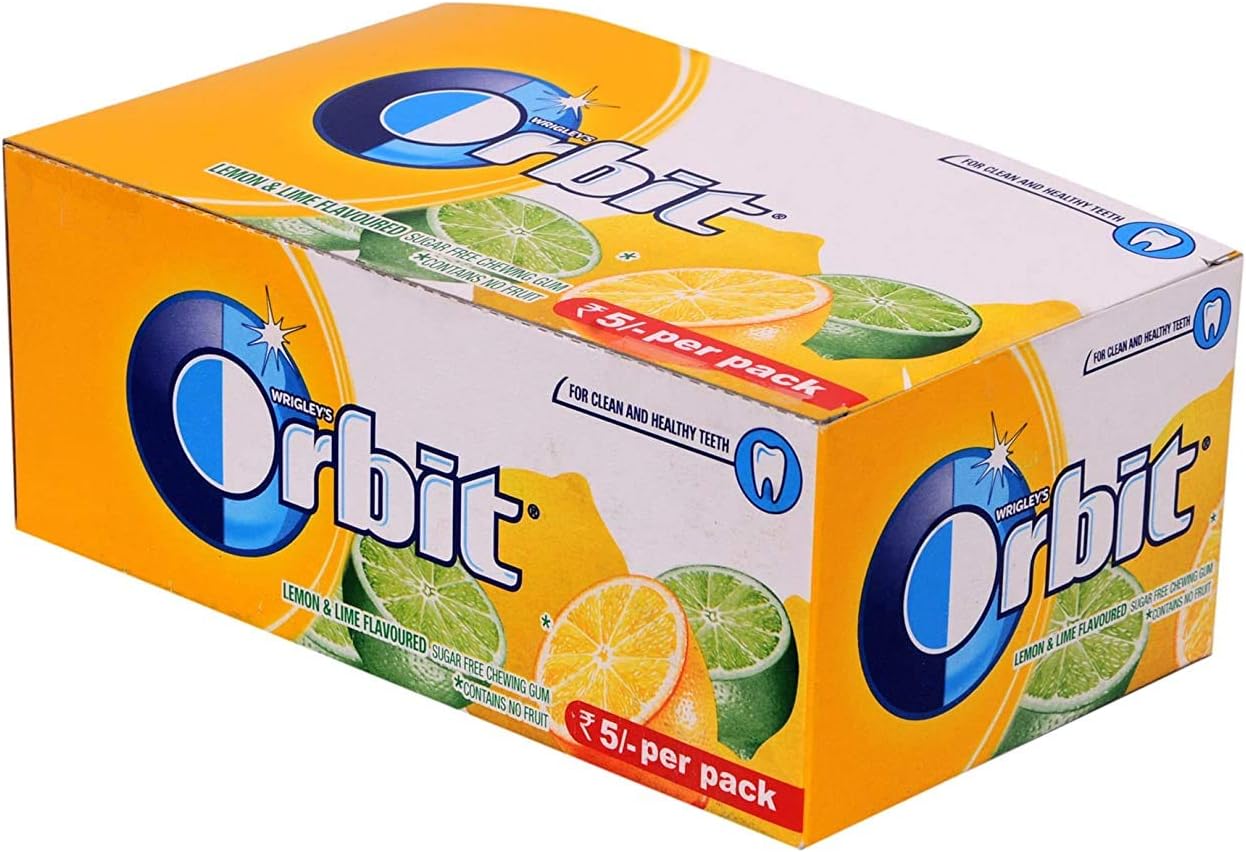 Orbit Sugar Free Chewing Gum, Lemon and Lime, 140g (Pack of 20)