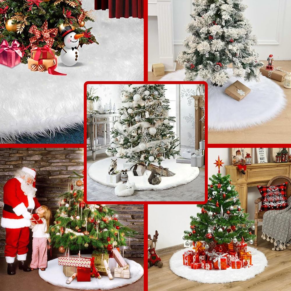 Jupe de Sapin Blanche Ø 60 cm, Couverture Décorative Arbre de Noël