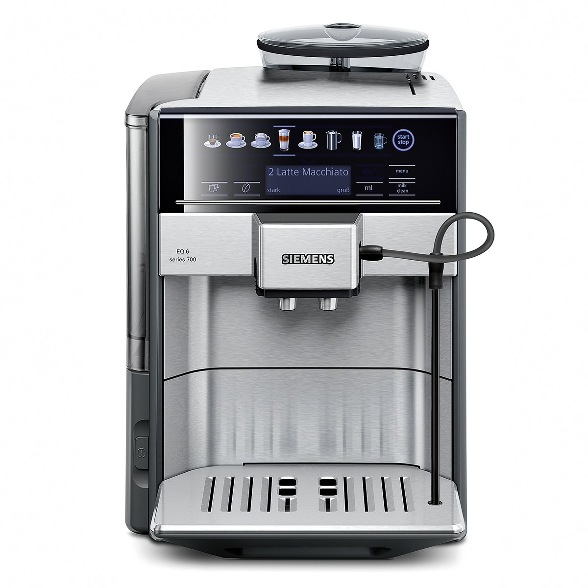 Siemens EQ.6 series 700 TE607503DE Machine à café automatique (19 bar, sélection directe par champs sensibles, oneTouch DoubleCup, cappuccinatore) en acier inoxydable