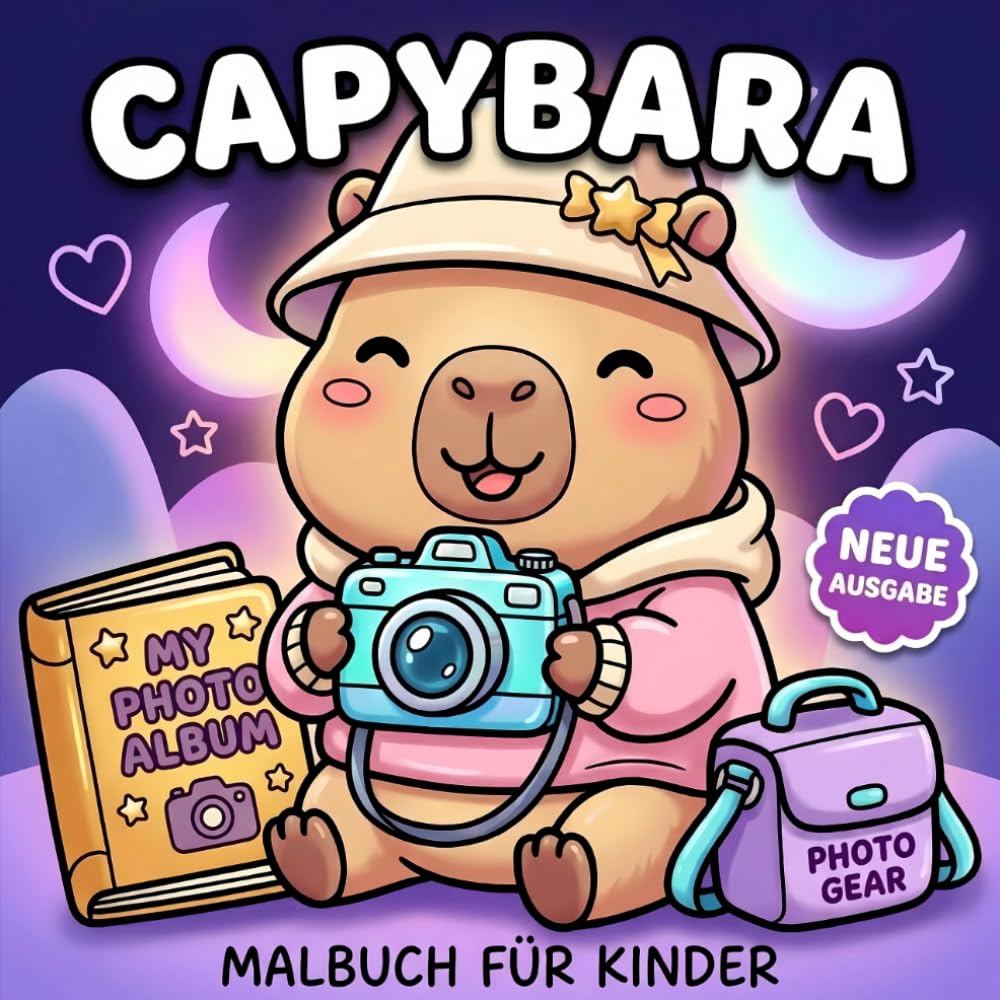 Capybara Malbuch: Perfektes Geschenk Für Kinder Und Jugendliche Mit Einfachen Motiven Zum Entspannen, Süßen Freizeitideen Und Glücklichen Wohlfühlmomenten
