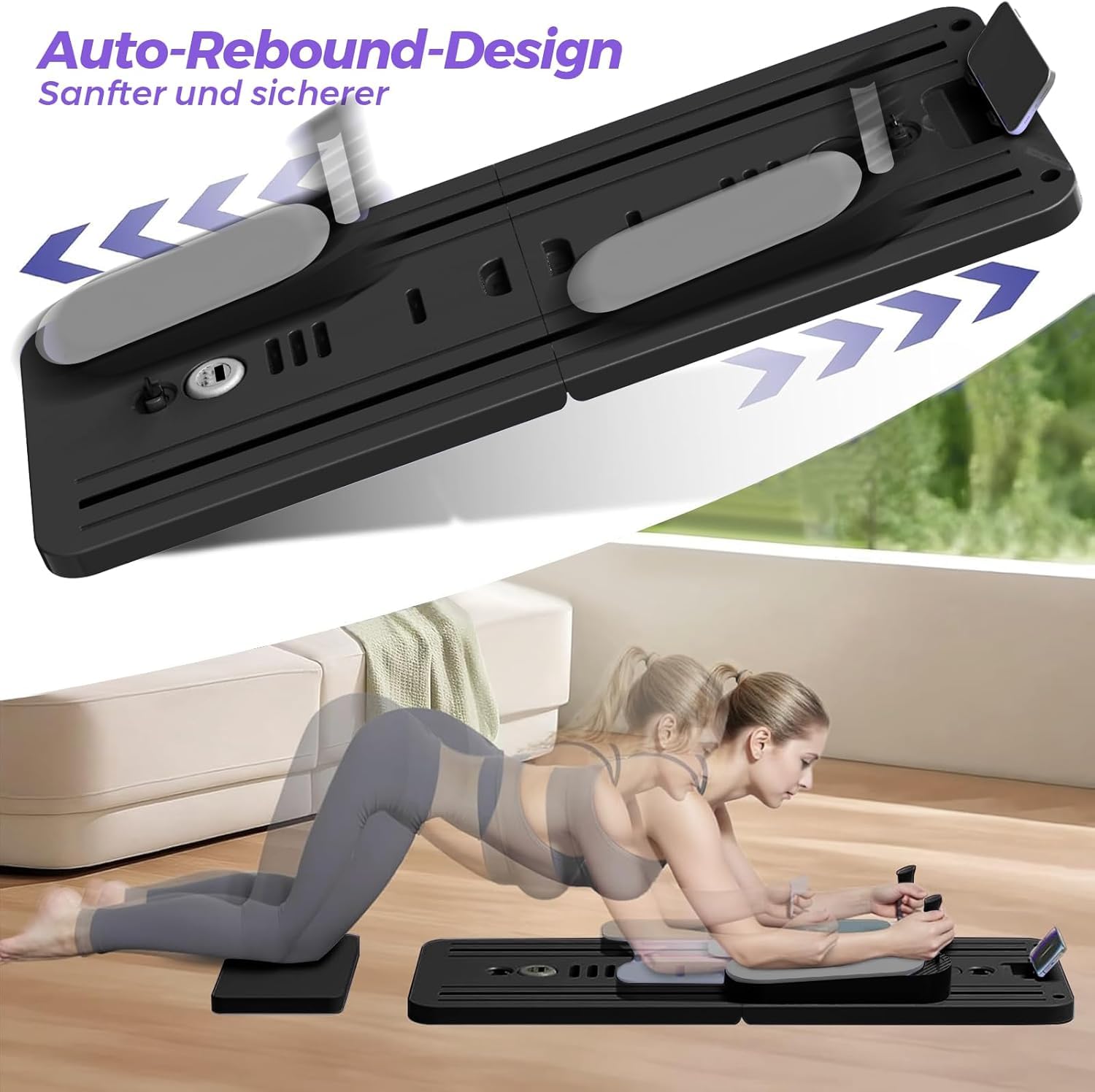 Pilates Reformer Upgraded, 8 en 1 Planche Pilate Maison Multifonction, Pilates Board Pliabl avec 5 Bandes de Résistance, Rebond Automatique et Appareil Abdominal, Entraînement Complet du Corps