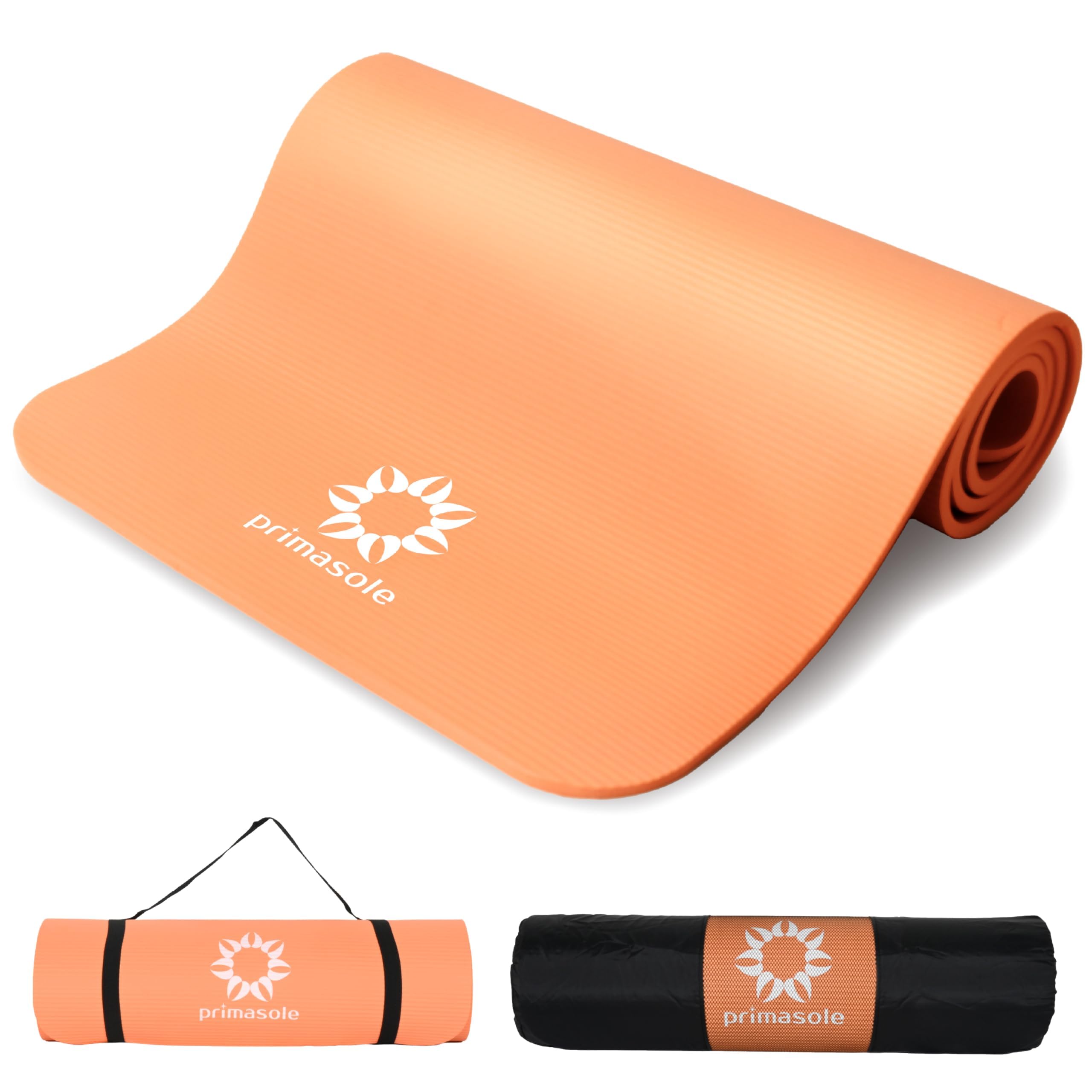 Primasole Thick Yoga Mat, 1/2-Inch Extra Thick NBR Mat with Enhanced Stability - Textured Design, Lightweight Mat with Carrying Strap & Case for Yoga, Pilates, Gym & Home Use (Multiple Colors)
