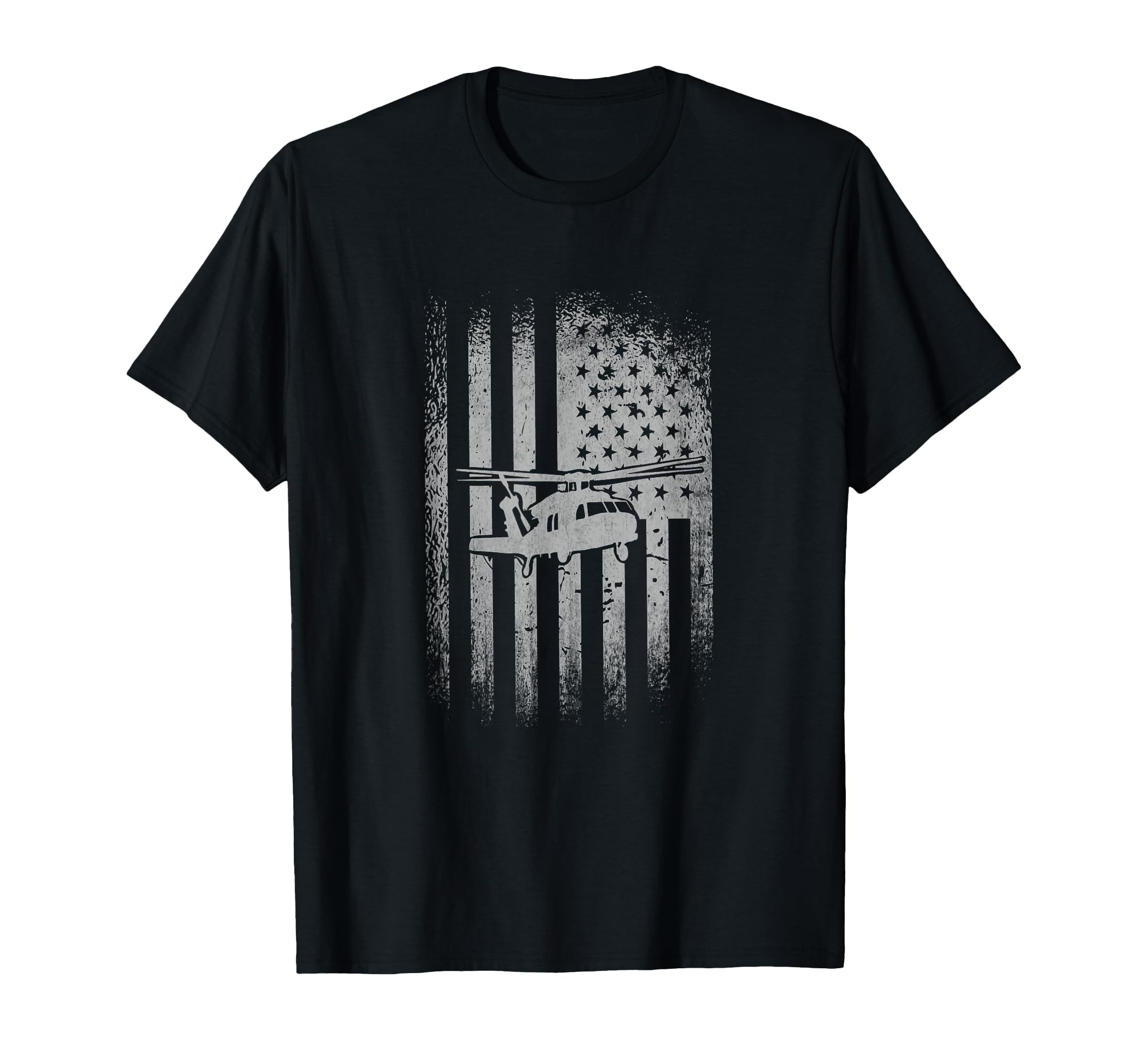UH 60 Blackhawk Utility Helicopter Pilot American Flag T-Shirt