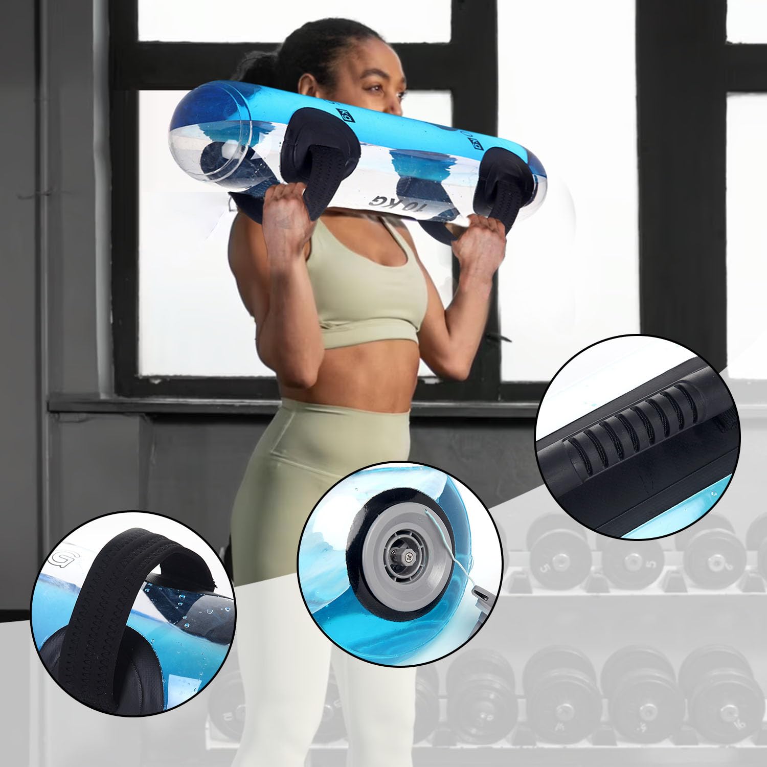 Fitness Aqua Bag - Sac d'eau réglable 35 kg, Aquabag avec pompe à air, Workout, musculation, équilibre