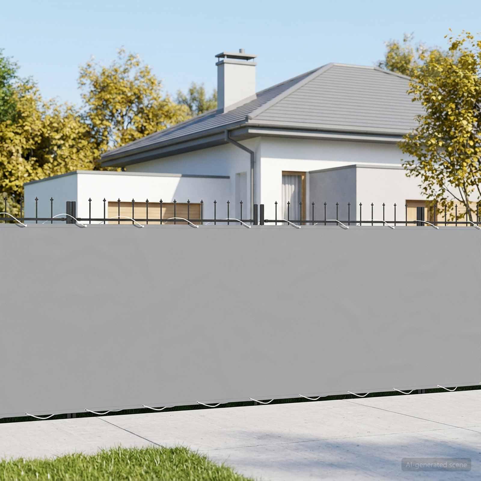 Telo Frangivista in Poliestere per Balcone, Grigio Chiaro, 700 x 200 cm
