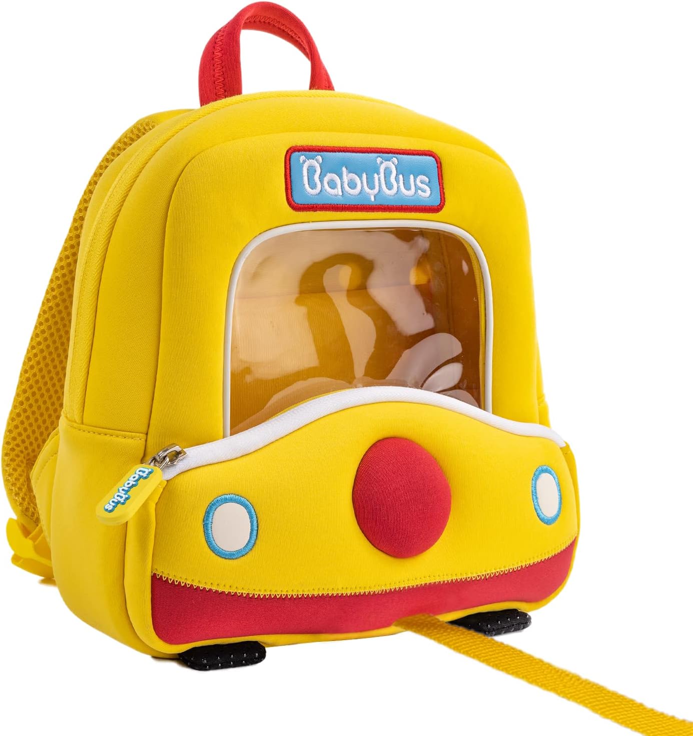 BabyBus ベビーバス窓付きリュック—子ども用バッグ 子供 ハーネス 保育園 リュック お でかけ リュック 軽量 迷子防止リュック ネームプレート付き 黄色の特徴のバスの形 男女兼用 2023